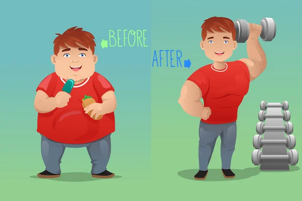 Before and after: weight loss — Stock Vector