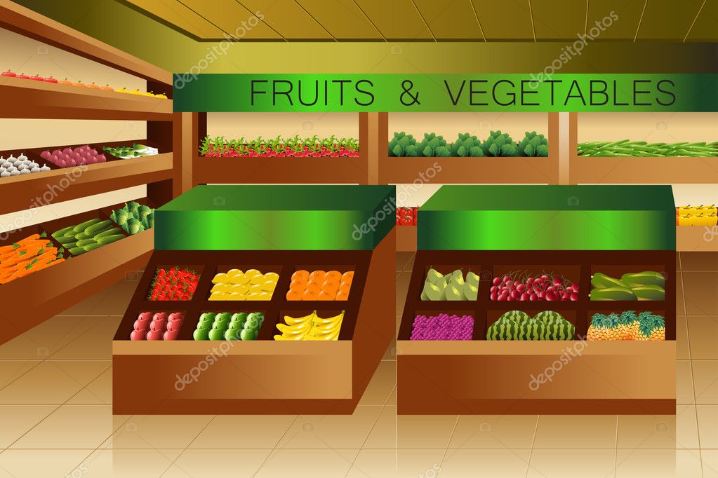 Cartoon grocery store Vector Art Stock Images | Depositphotos