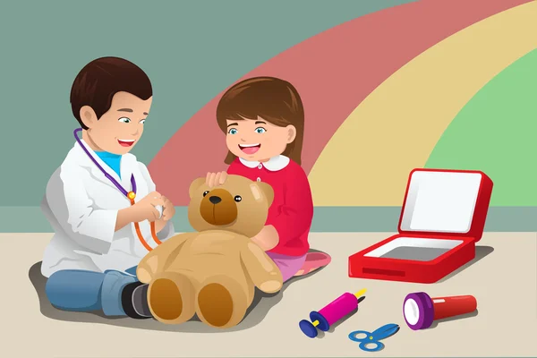 Kinderen spelen arts — Stockvector