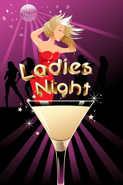 Ladies night poszter — Stock Vector