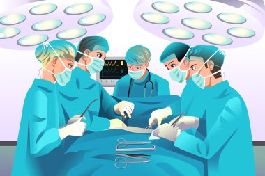 Group surgeons doing surgery clipart