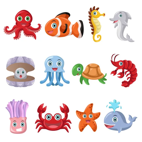 Marine animal icons — Stock Vector