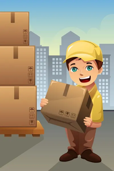 Delivery man in the city — Stock Vector