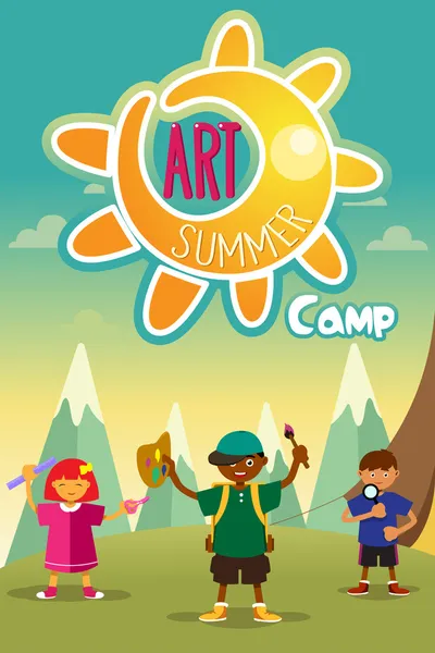 Cartaz de acampamento de arte —  Vetores de Stock