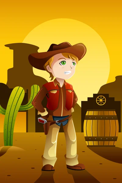 Boy dressed up as a cowboy — Stock Vector