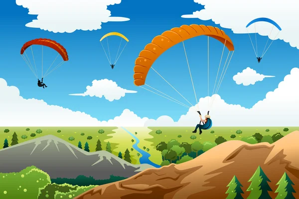 People paragliding — Stock Vector