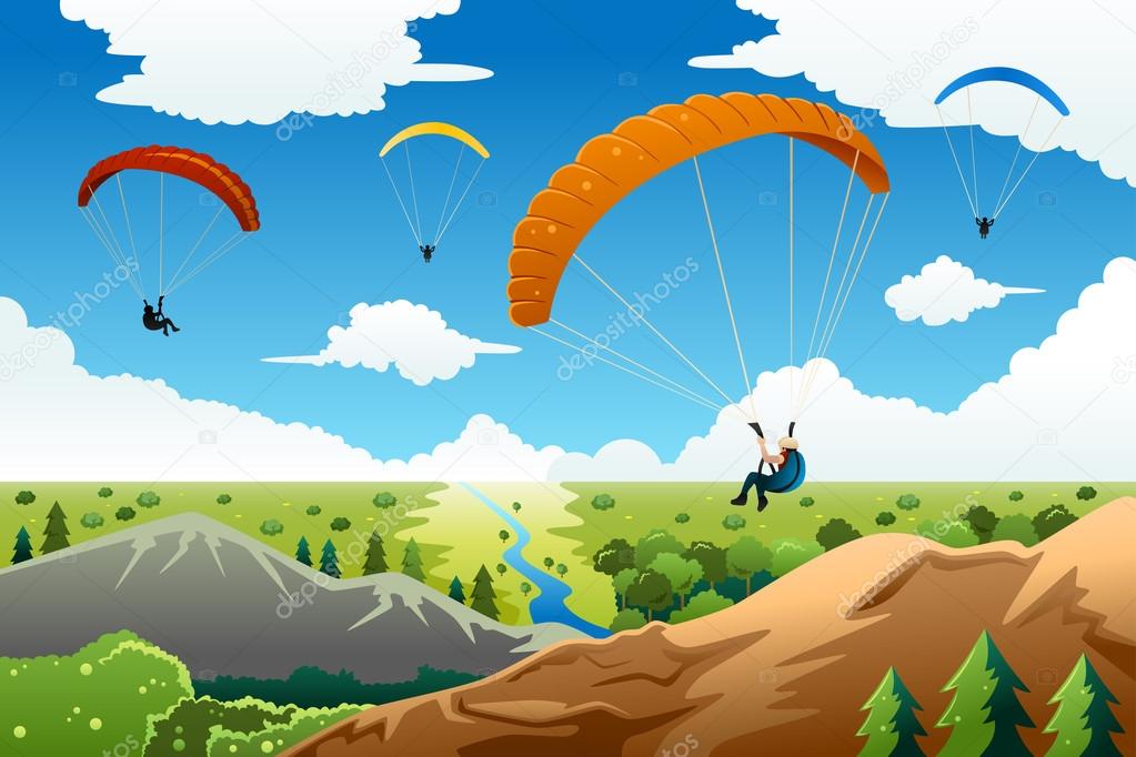 People paragliding 