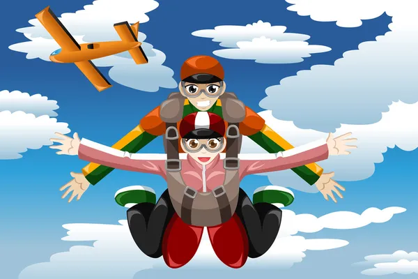 Tandem skydiving — Stok Vektör