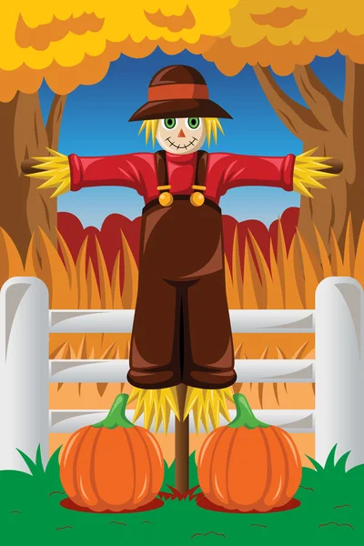 Scarecrow in the Fall season — Stock Vector
