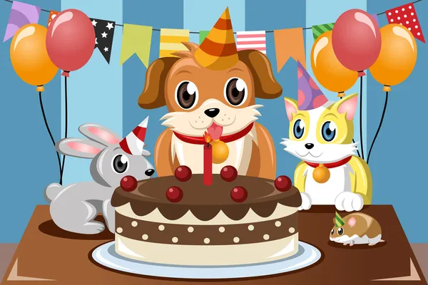 Cumpleaños de mascotas — Archivo Imágenes Vectoriales