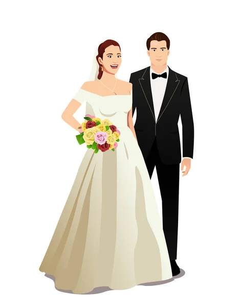 Vector Illustration Wedding Couple — Vetor de Stock