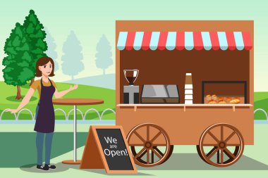 Küçük işletme sahibi pastane sahibinin vektör illüstrasyonuName 