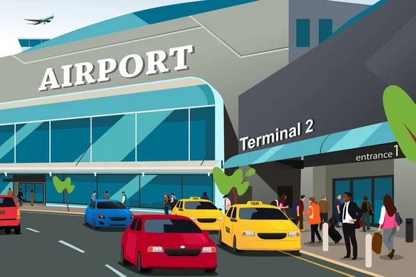 Vector Illustration Traveling People Airport — ストックベクタ