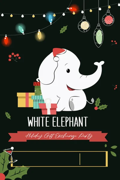 Wektor Ilustracja White Elephant Gift Exchange Zaproszenie Karty Wektory Stockowe bez tantiem