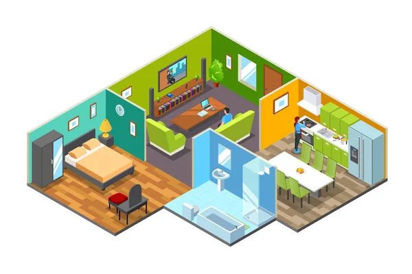 Векторна Ілюстрація Isometric Home Indoor Векторна Графіка