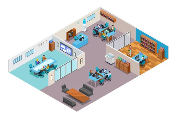 Векторна Ілюстрація Business Office Isometric Interior Ліцензійні Стокові Ілюстрації