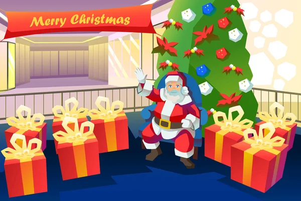 Векторна Ілюстрація Різдвяної Картки Santa Claus Стоковий вектор