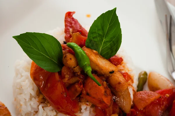 Spicy meat and rice — Stock Photo, Image