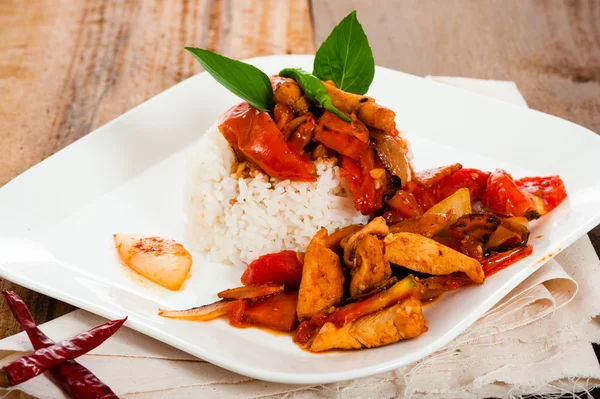 Spicy meat and rice — Stock Photo, Image
