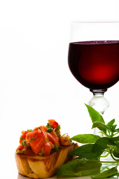 Bruschetta ve şarap — Stok fotoğraf