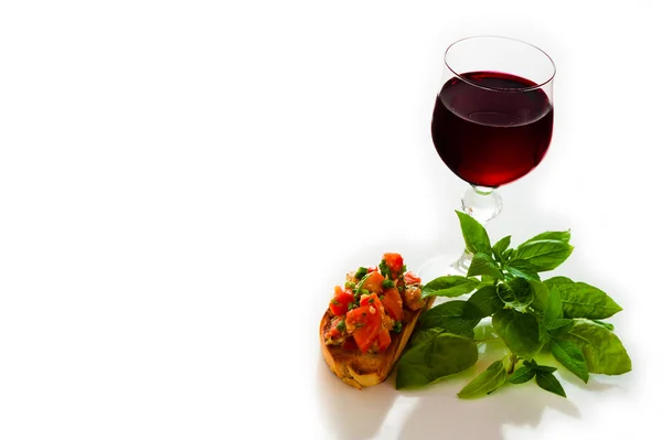 Bruschetta a víno — Stock fotografie