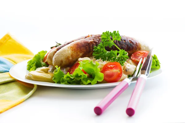 Sausage and salad — Stock Photo, Image