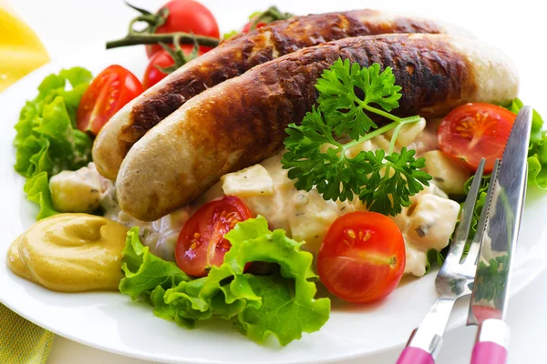 Sausage and salad — Stock Photo, Image
