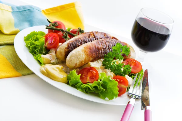 Sausage and salad — Stock Photo, Image