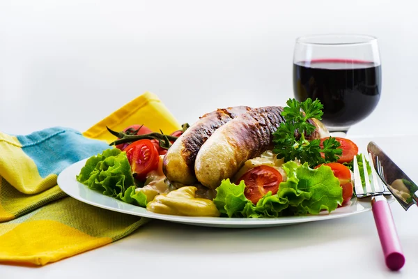 Sausage and salad — Stock Photo, Image