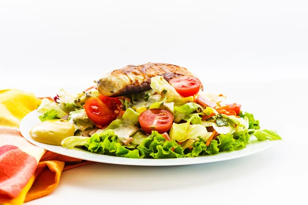 Sausage and salad — Stock Photo, Image