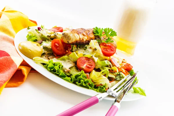 Sausage and salad — Stock Photo, Image