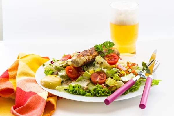 Sausage and salad — Stock Photo, Image