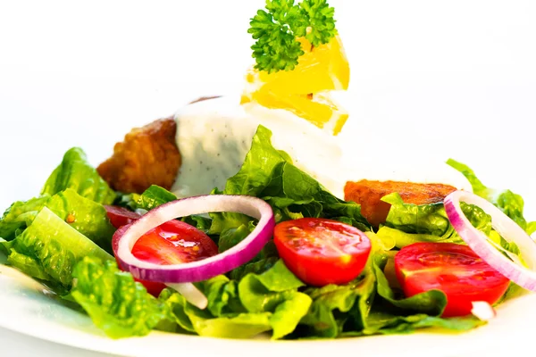 Salmon and salad — Stock Photo, Image