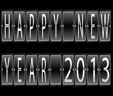 mutlu yeni yıl 2013 dizi harf ve rakam bir mekanik takvim terminal vektör çizim üzerinde