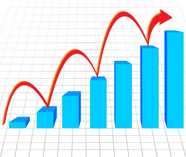 Graphique d'affaires avec flèche montrant les profits et gains vectoriels illustration arrière-plan d'affaires — Image vectorielle