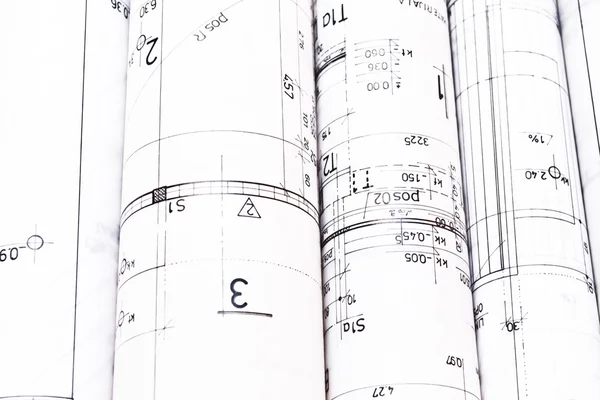 Rollos y planos de arquitecto —  Fotos de Stock