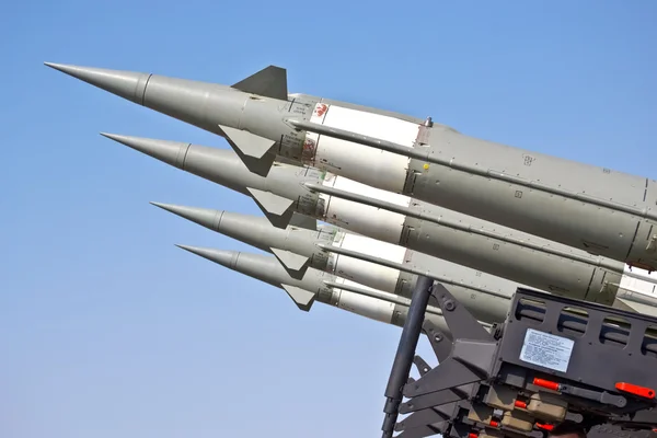 Aircraft combat missiles aimed at the sky Stock Picture