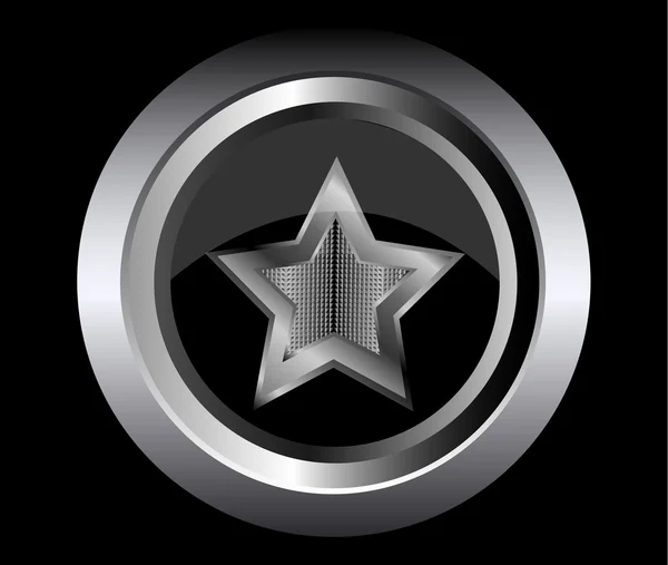 Star on metal black button background vector illustration — Stock Vector
