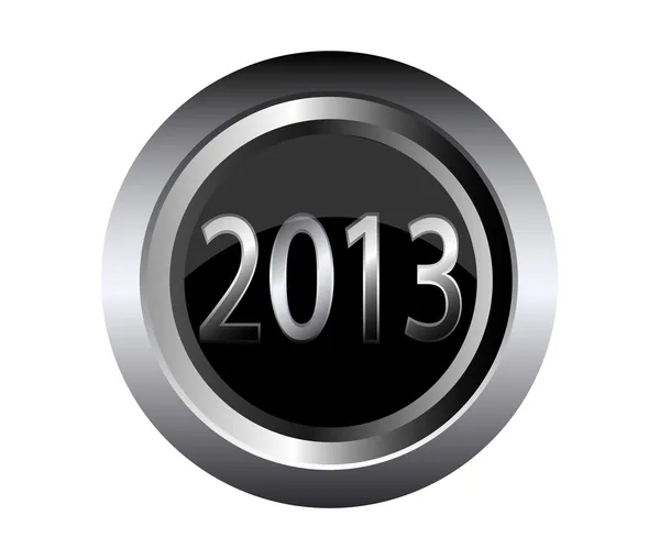 2013 botão de metal preto do ano novo —  Vetores de Stock