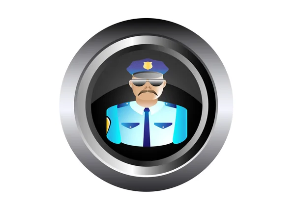 Sicherheitspolizist in Uniform und Brille Vektor Illustration in schwarzer Taste — Stockvektor