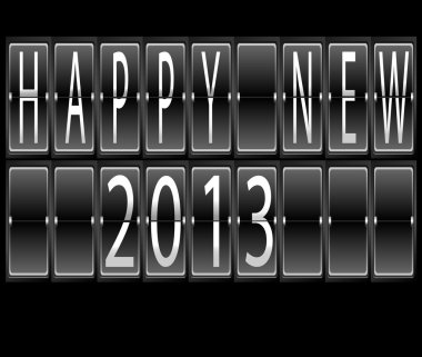 mutlu yeni yıl 2013 set harf ve siyah arka plan üzerine bir mekanik takvim terminal vektör çizim üzerinde