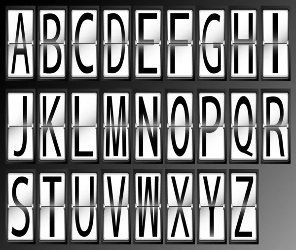 Buchstaben Alphabet auf Flughafen-Terminal Fahrplananzeige Schriftart Vektordarstellung — Stockvektor