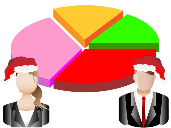 Cartão de Natal Business Chart e Avatares fundo Vector Ilustração —  Vetores de Stock