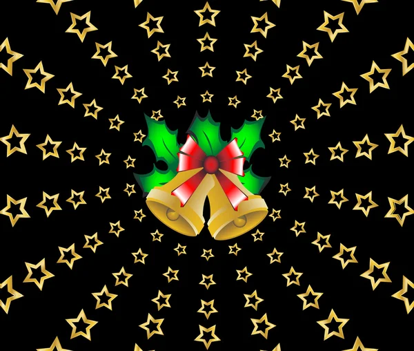 Kerstmis vallende sterren holly bessen achtergrond vectorillustratie — Stockvector