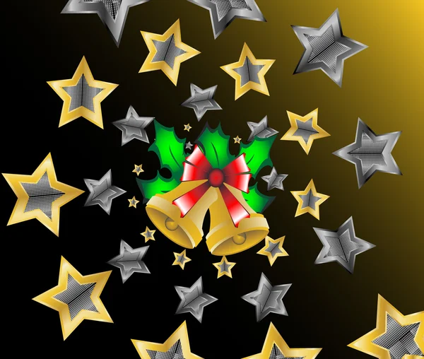 Navidad estrellas fugaces bayas de acebo fondo vector ilustración — Archivo Imágenes Vectoriales