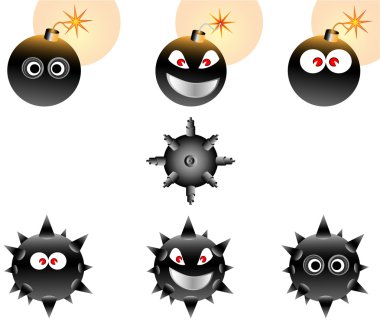 Vector Illustration set of Cartoon Bombs clipart