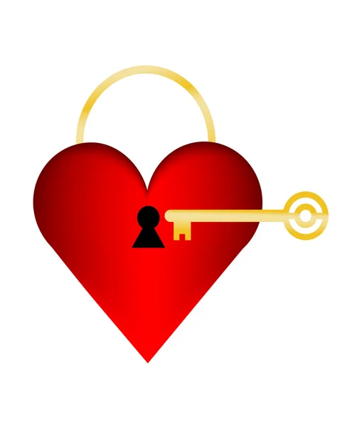 Corazón con ojo de cerradura e ilustración vectorial clave — Vector de stock