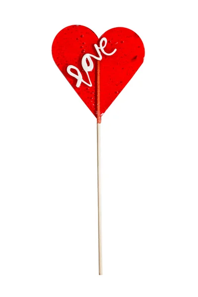 Heart shaped lollipop isolated on white — Stock Photo, Image