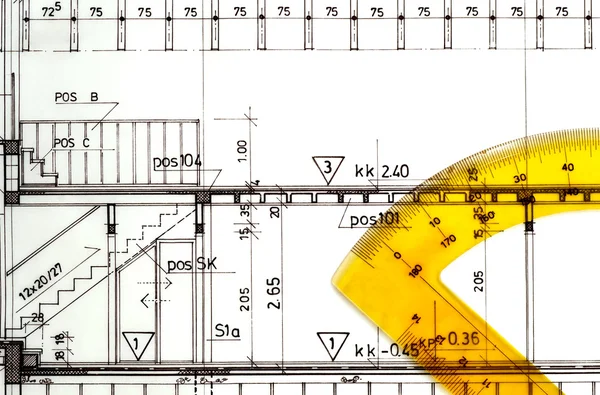 Arkitektoniska teckningar projekt ritningar — Stockfoto