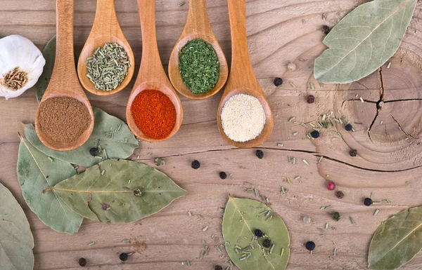 Spices on Wood table food preparation Food ingredients — Stock Photo, Image